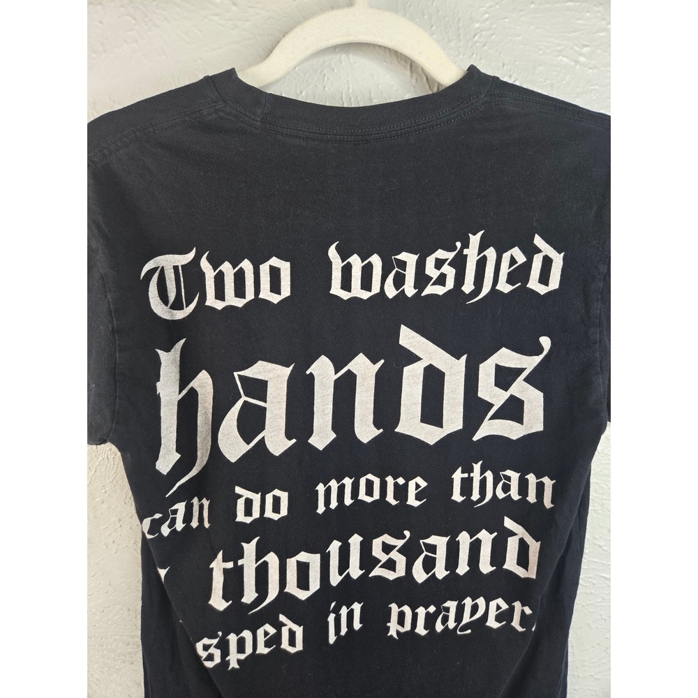 Blackcraft Cult Praying Hands Graphic T Shirt XS Black Cotton Goth Punk Edgy Top - Picture 7 of 8